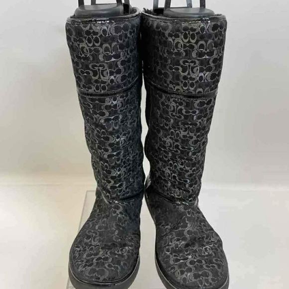 Coach Women's Black Monogram Winter Boots - Size 10B - Picture 1 of 7